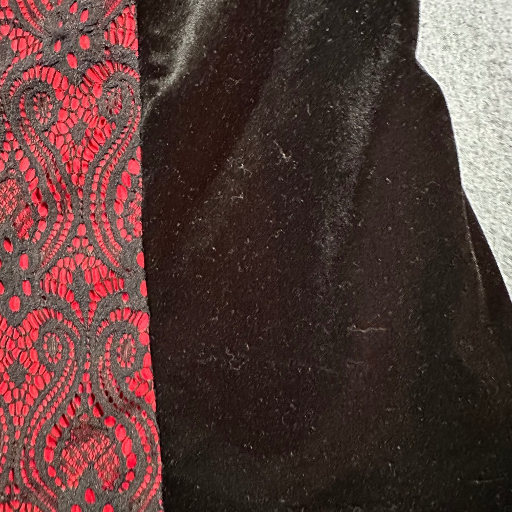 Connected Apparel Dress Womens 8P Black Velvet Red Lace Sheath Party Career - Picture 10 of 16